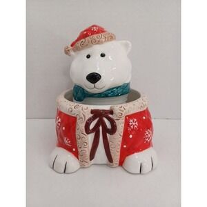 Our America SMALL POLAR BEAR Candle Critter‎ Knit Cap Bows NEW